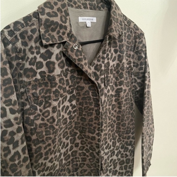 Good American Leopard Utility Jacket 1 - Picture 3 of 6